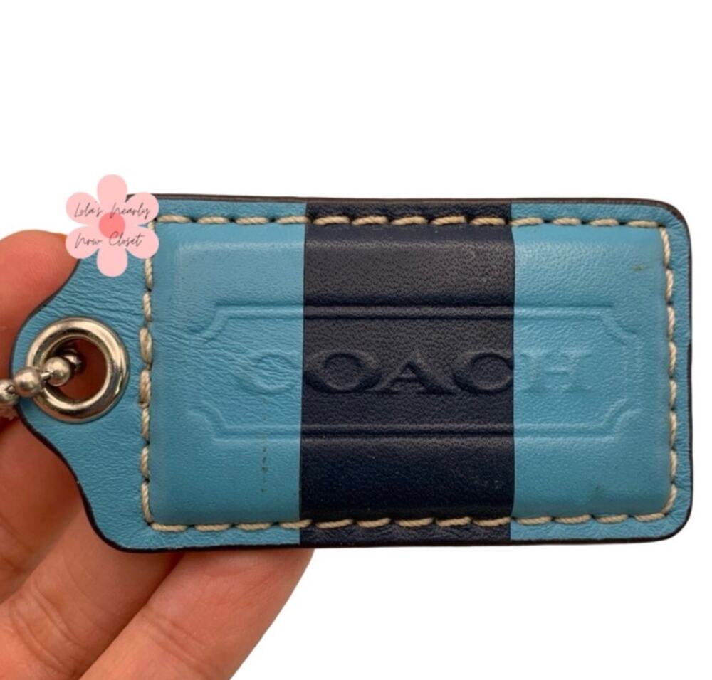 2.5" COACH Blue Navy Fob Bag Charm Hang tag Hangtag
